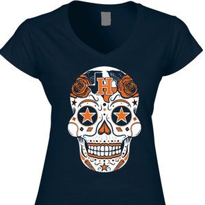 Houston Astros Sugar Skull - Womens Vneck